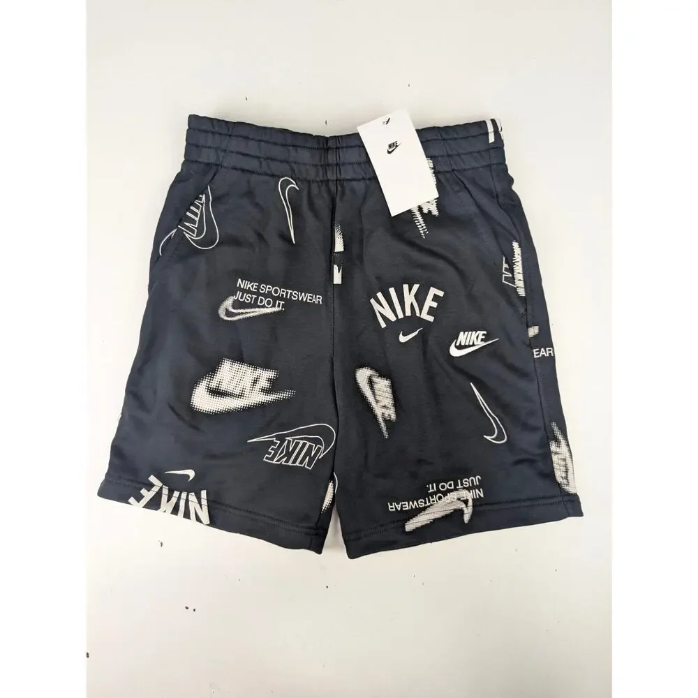 Nike Boys Large Black & White Logo Shorts & Tee Set